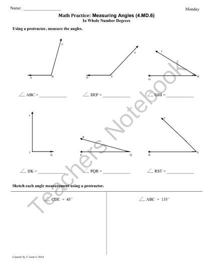 4th Grade Math Worksheets Angles Image