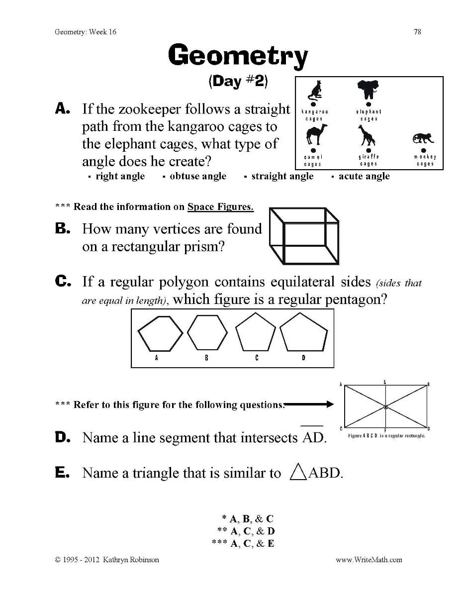 5th Grade Geometry Worksheets Image