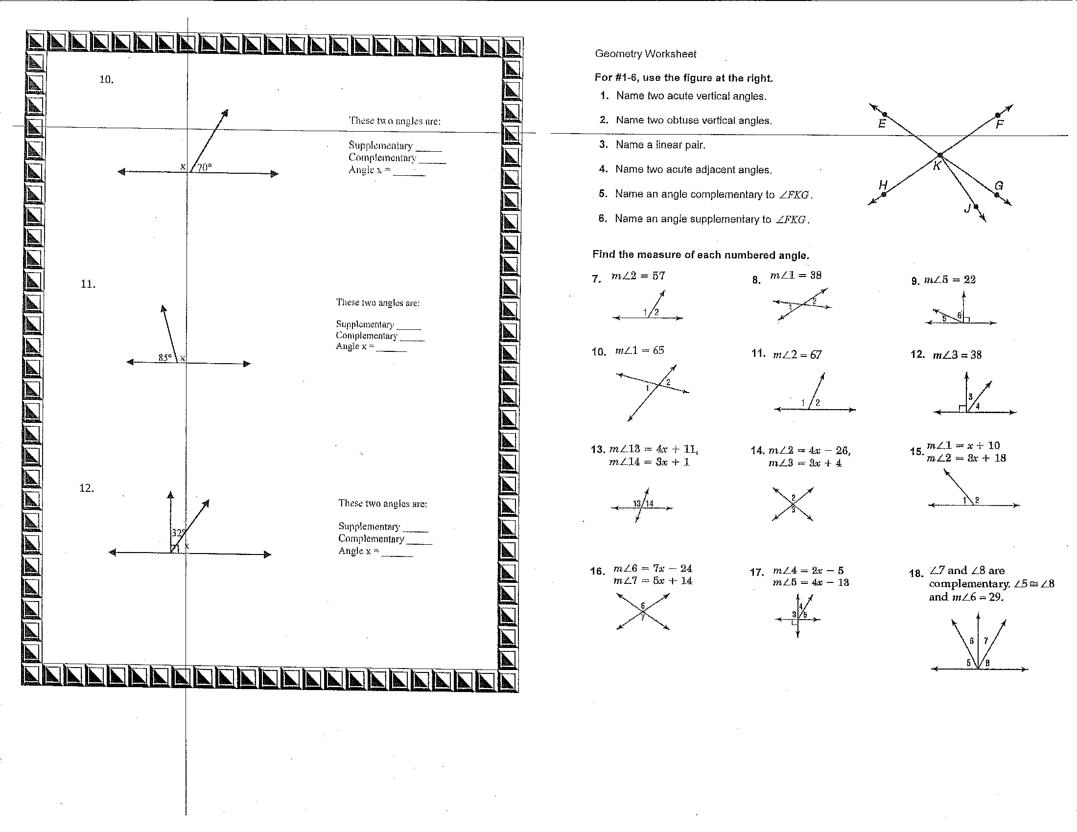 8th Grade Math Angles Worksheet Image