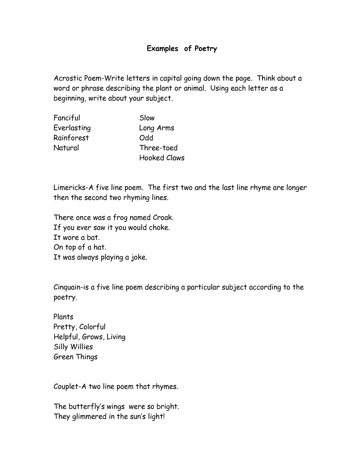 Animal Acrostic Poem Examples