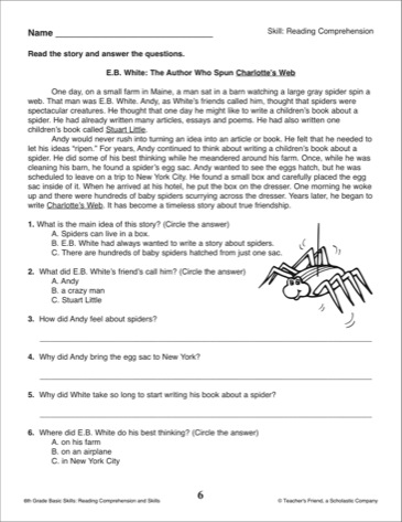 Charlotte Web Reading Comprehension Questions Image