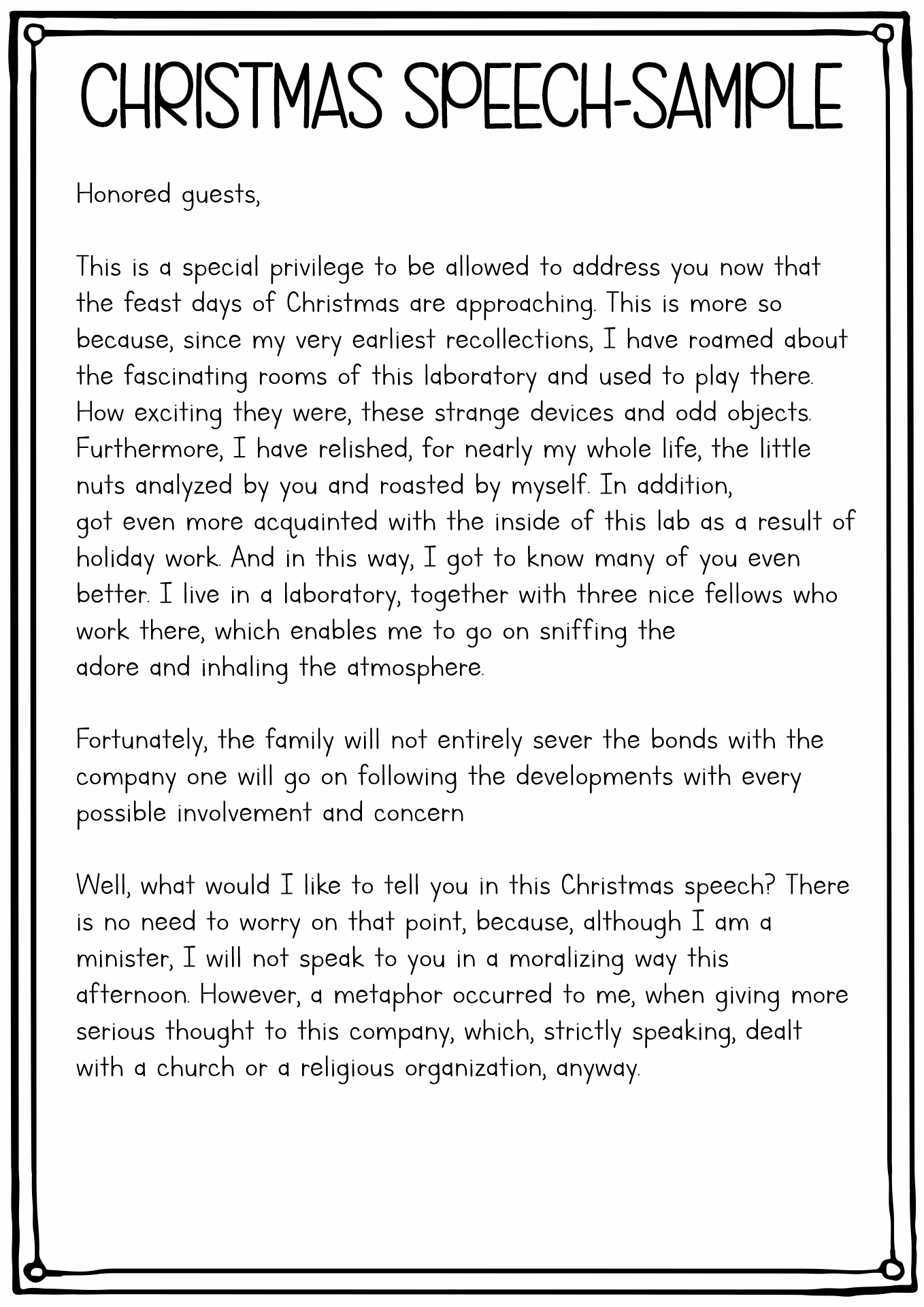 Christmas Welcome Speeches Sample Image