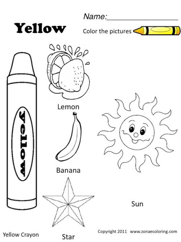 Color Yellow Coloring Sheets Image