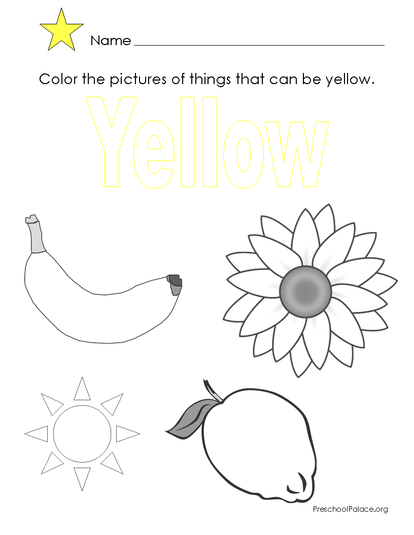 Color Yellow Worksheets Preschool Image
