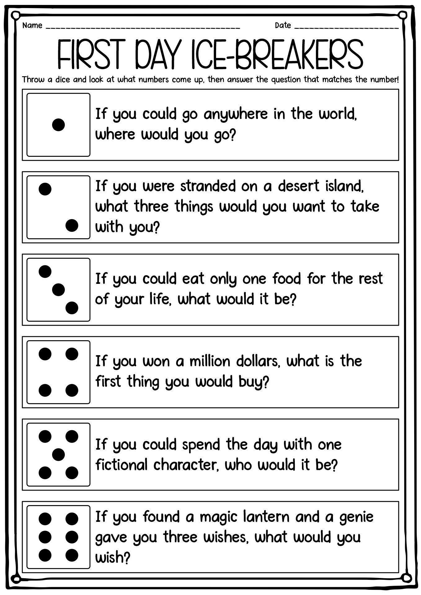 15 First Day Of School Worksheets Free PDF At Worksheeto