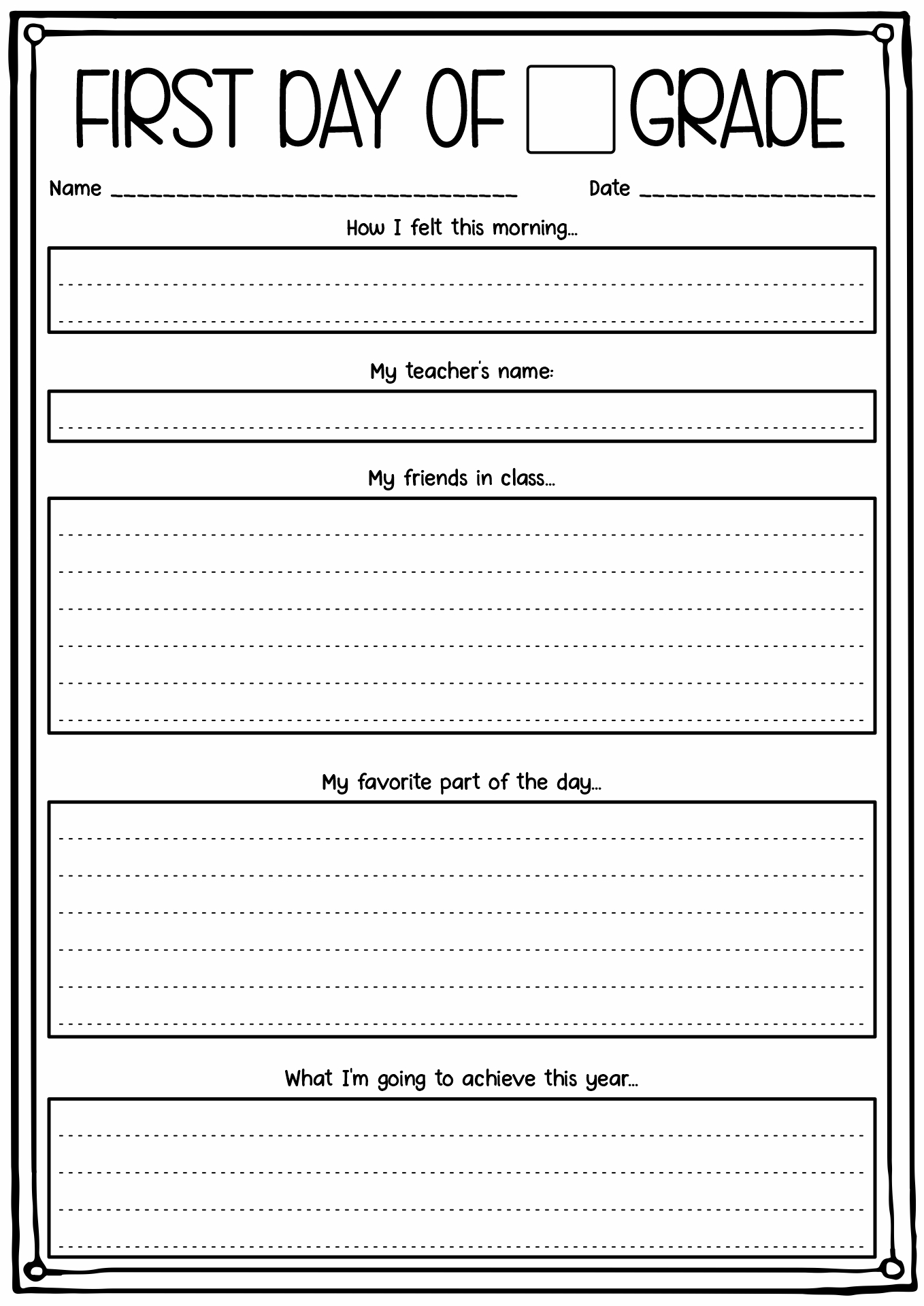First Day High School Activities Worksheets Image