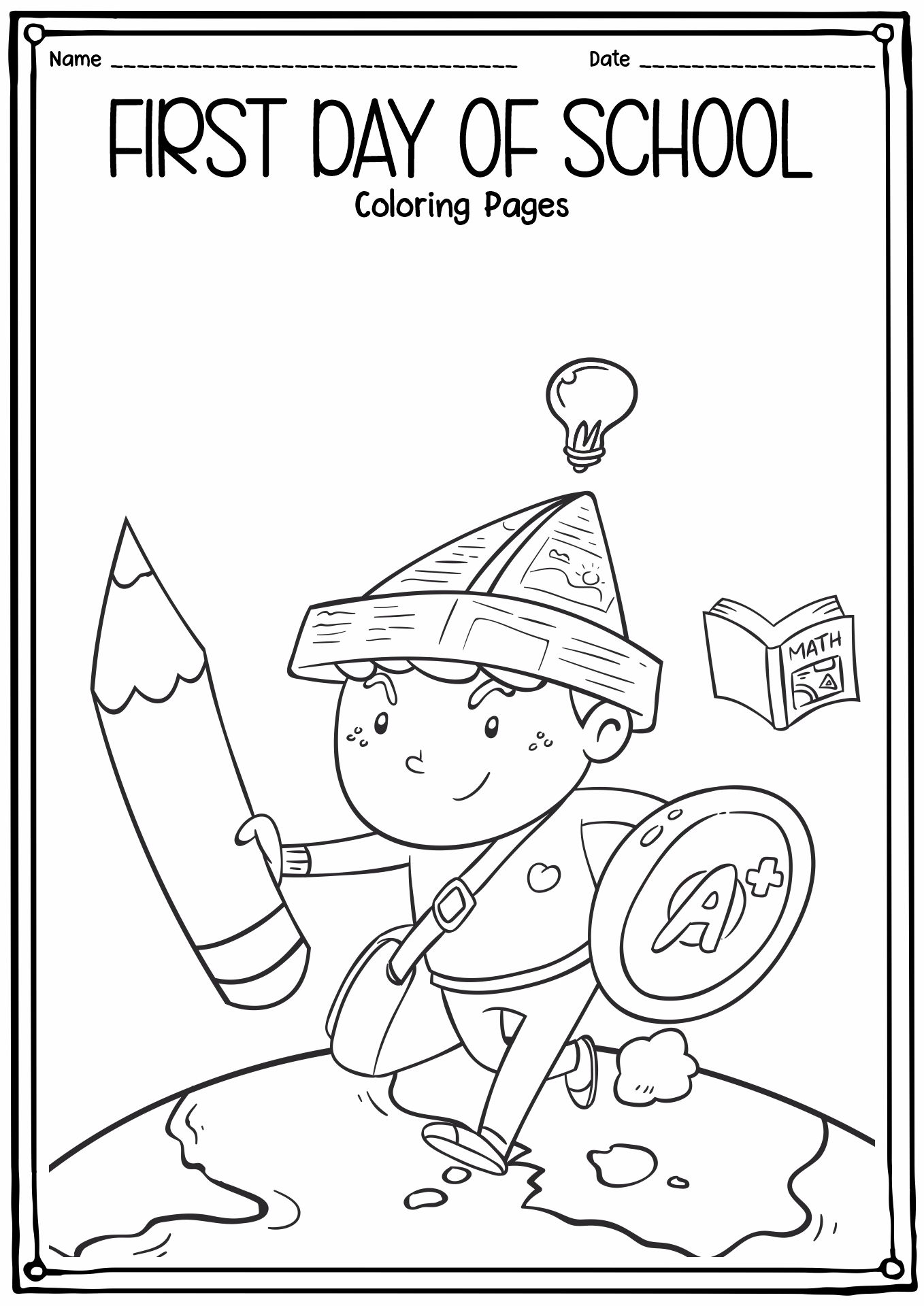 First Day of School 1st Grade Coloring Sheets Image