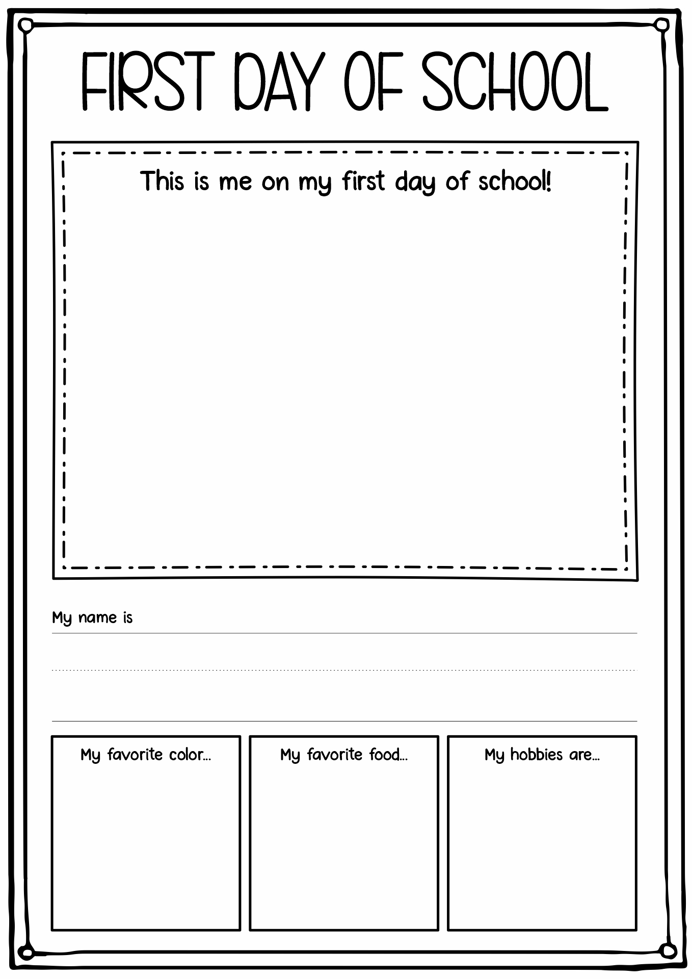 First Day of School Activity Kindergarten Image