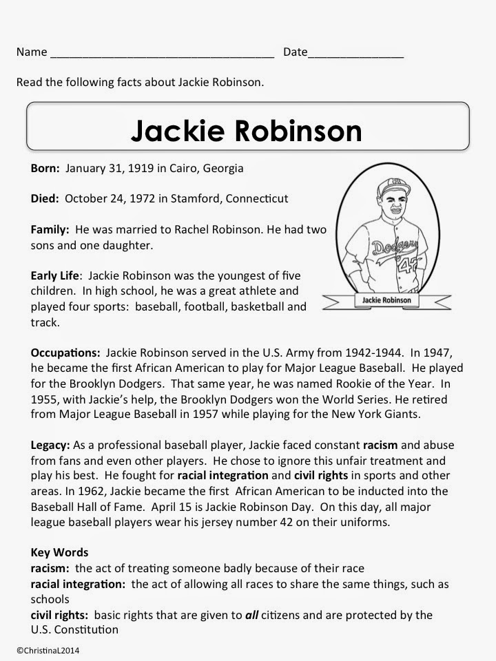 Jackie Robinson and Martin Luther King Worksheets Image
