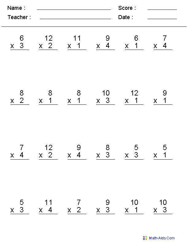 Math Multiplication Worksheets 3rd Grade Image