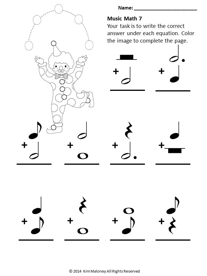 Music and Math Worksheets Image