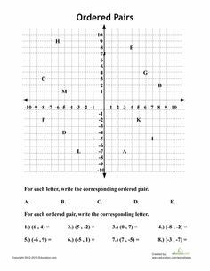 Ordered Pairs Coordinate Plane Worksheets 6th Grade Image