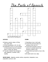 Parts of Speech Crossword Puzzle