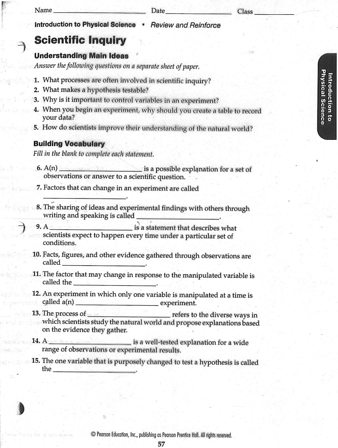 Physical Science Worksheets High School Image