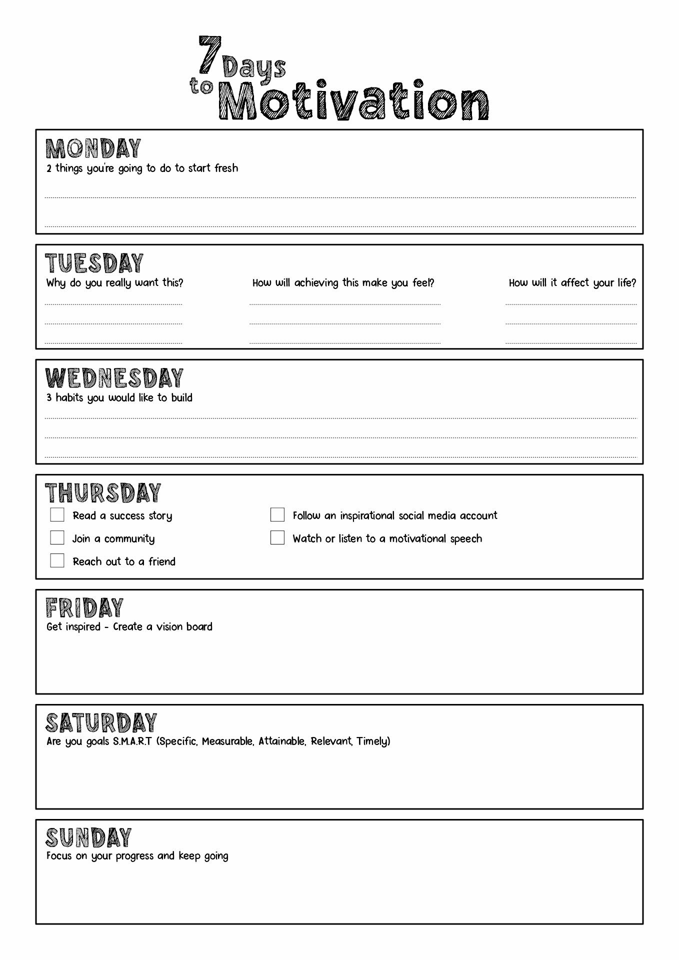 Printable Motivation Worksheets for Teens Image