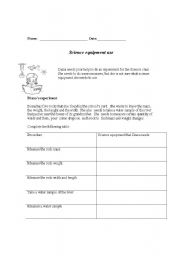 Science Lab Equipment Worksheet