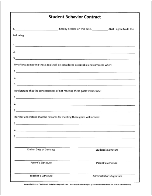 Student Behavior Contract Template Image