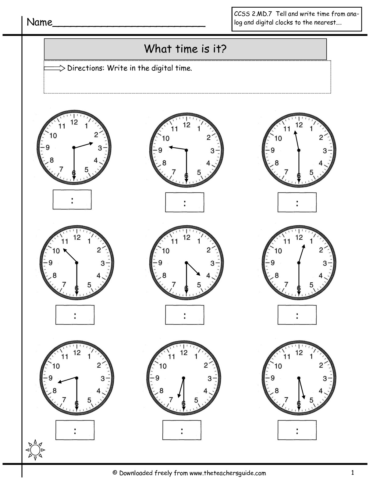 Digital Clock Worksheets Half Hour