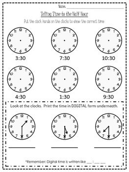Time Worksheet Half Hour Image