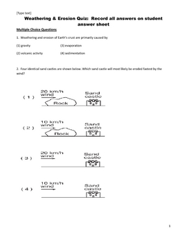 Weathering and Erosion Worksheets 4th Grade