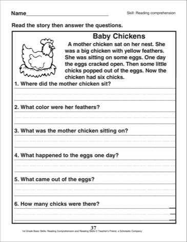 1st Grade Reading Comprehension Passages Image
