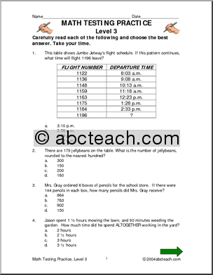 3 Grade Math Practice Test Image