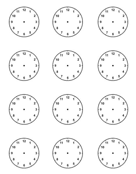 Blank Clock Face Worksheets