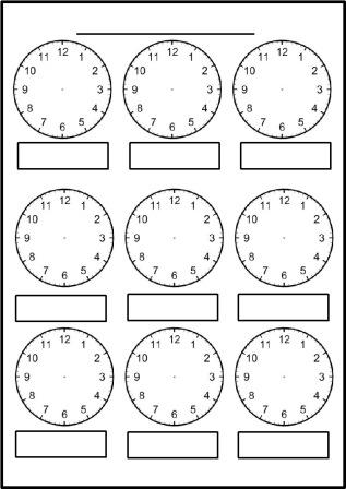 Blank Clock Face Worksheets