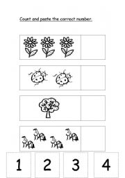 Easy Cut and Paste Counting Worksheet Image