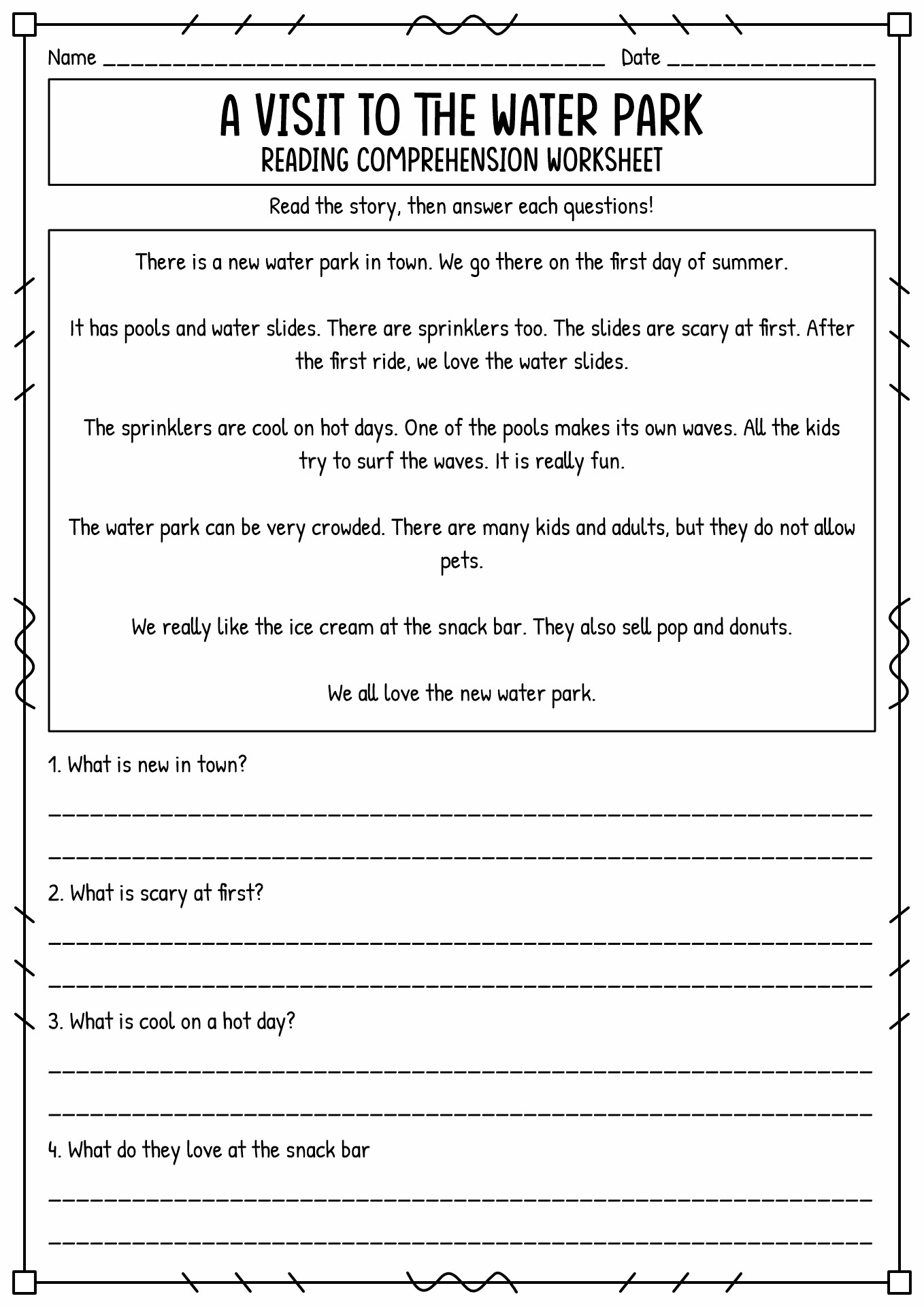 First Grade Printable Reading Worksheets