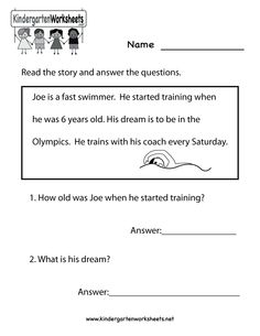Free Kindergarten Reading Worksheets Image