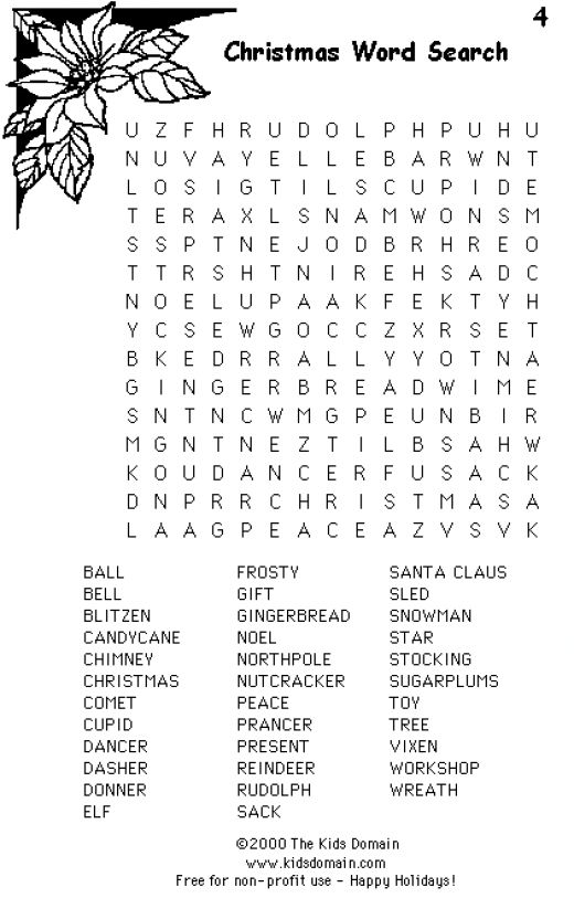 Hard Christmas Word Searches Image