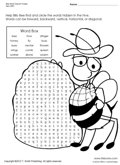 Honey Bee Word Search Image
