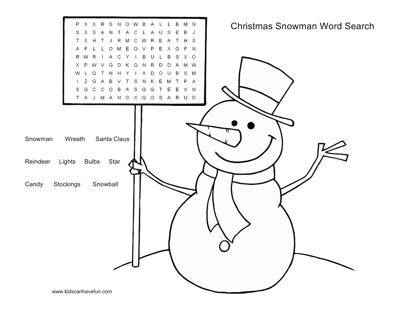 Kids Christmas Word Search Printable Image