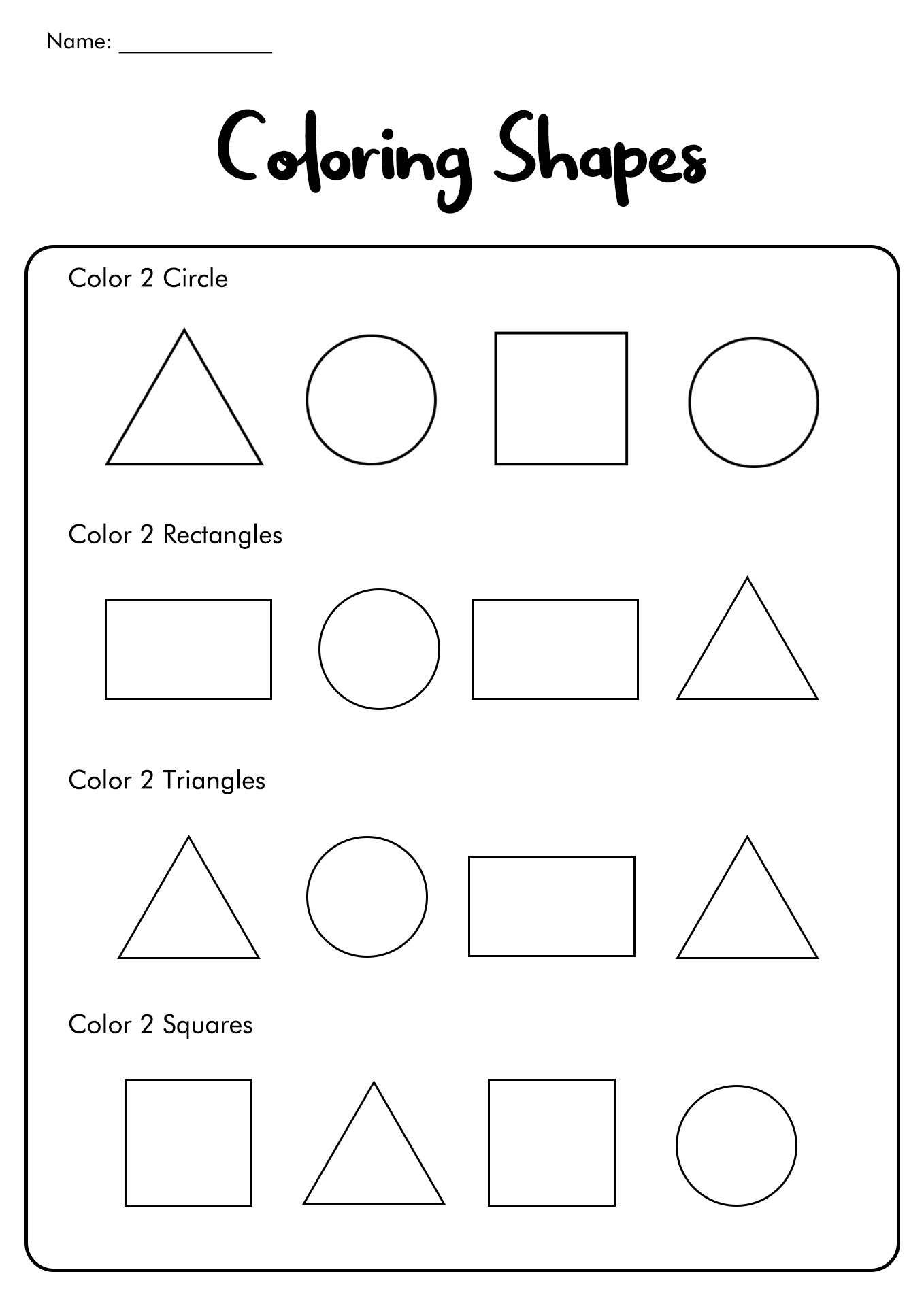 Kindergarten Shape Worksheet