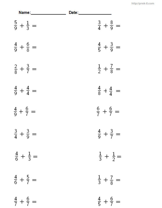 Printable 3rd Grade Math Worksheets Fractions