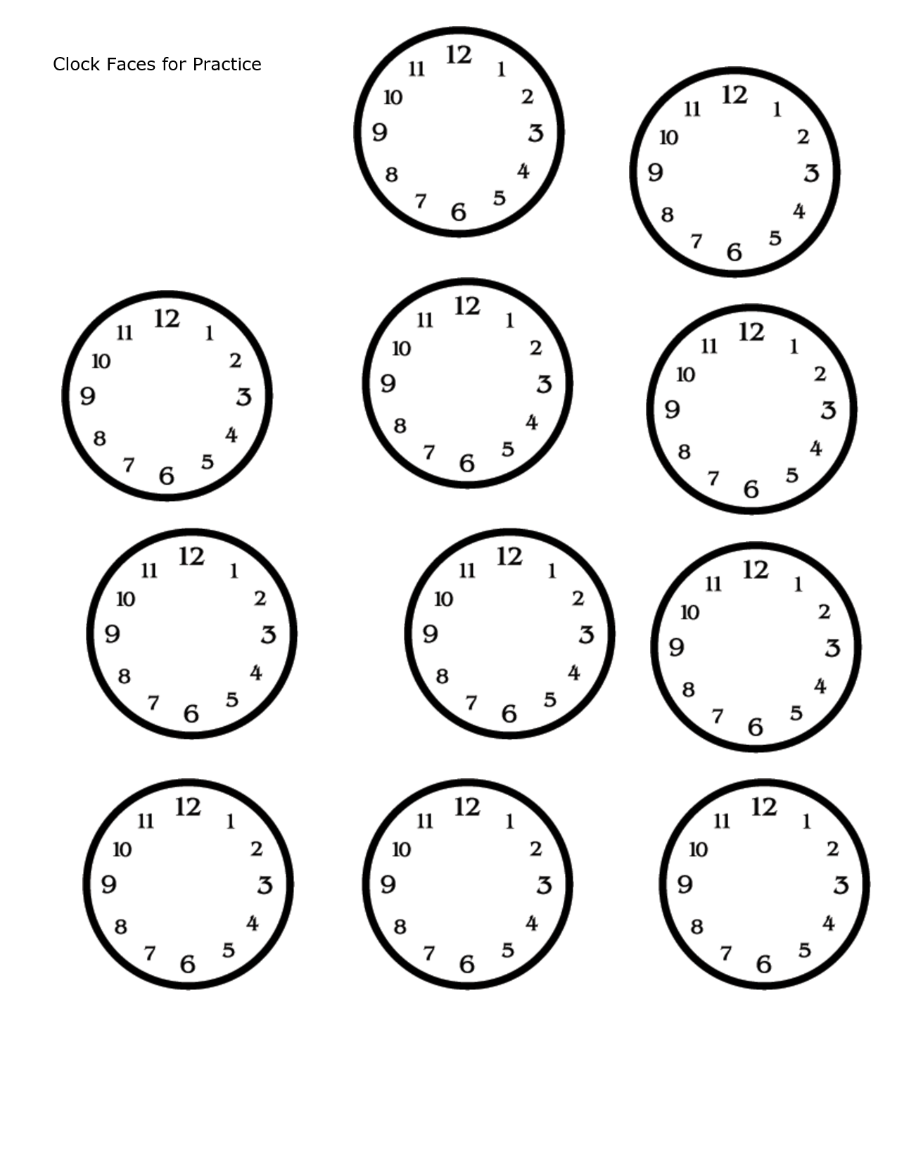 Printable Blank Clock Faces