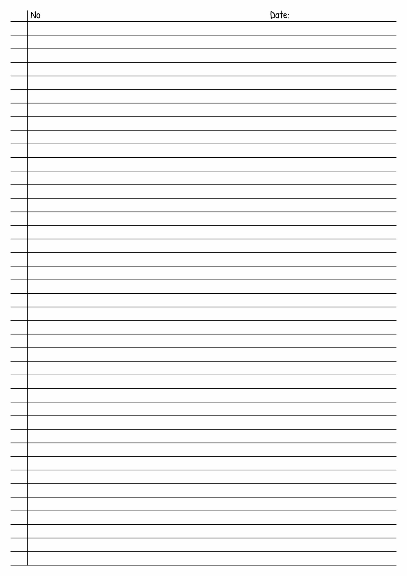 Printable Lined Notebook Paper Template