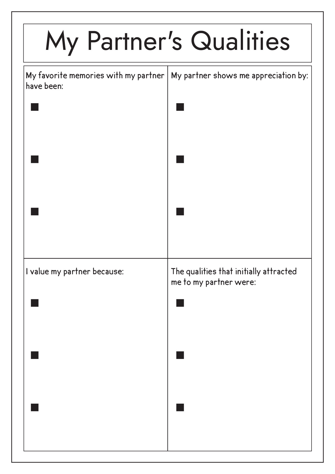 Printable Marriage Therapy Worksheets