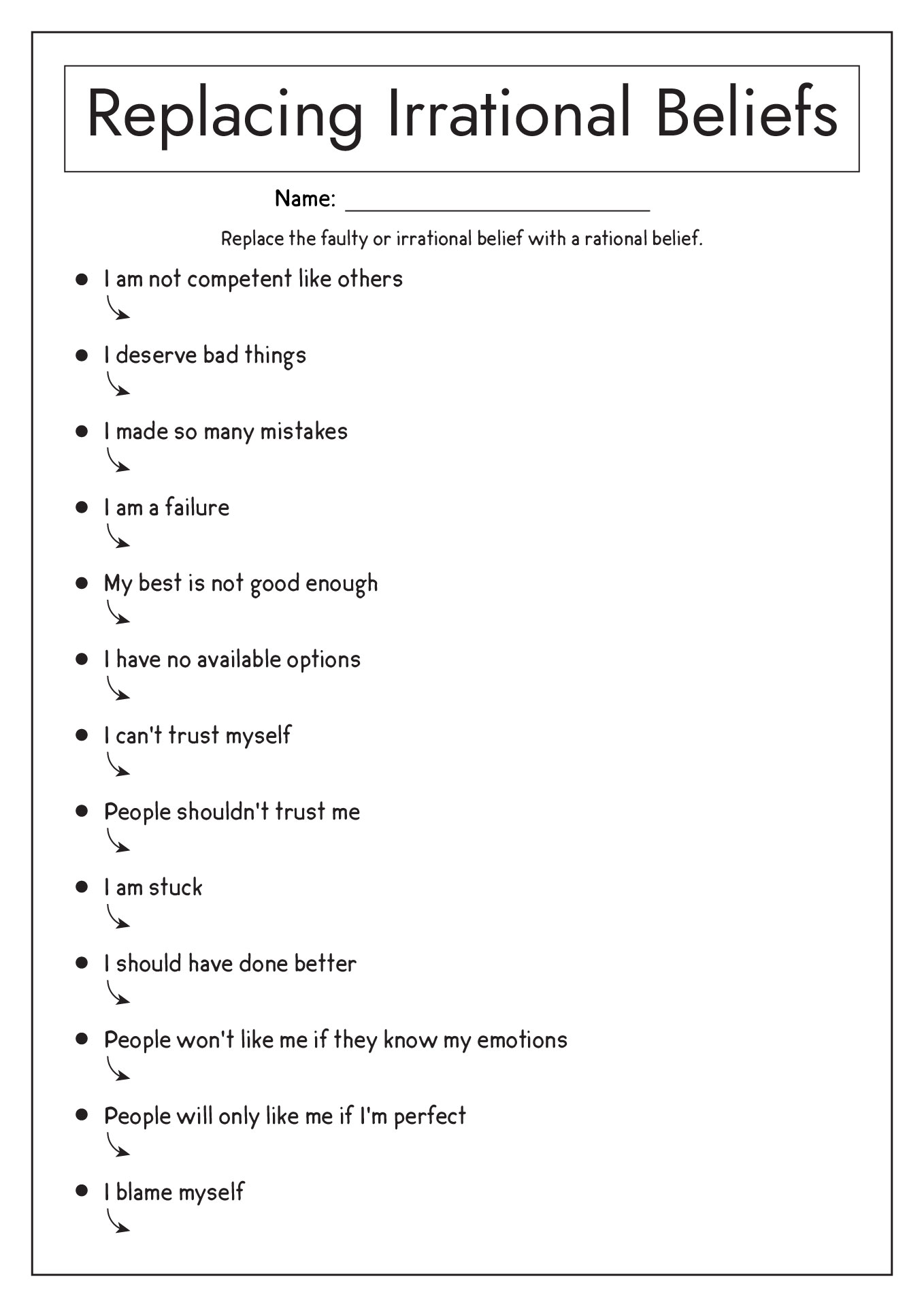 Rational Behavior Therapy Worksheets
