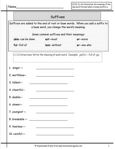 ROOT-WORDS Prefixes Suffixes Worksheets Image