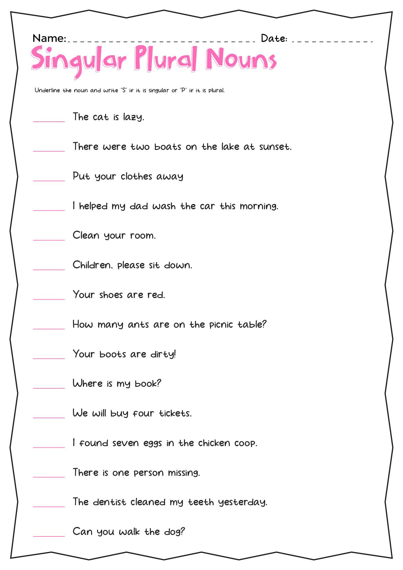 Singular Plural Nouns Worksheets 2nd Grade