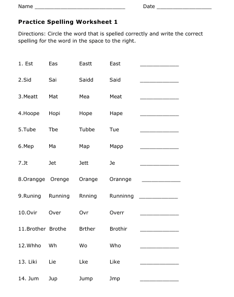 Spelling Vocabulary Worksheets Image