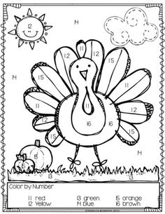 Thanksgiving Turkey Color by Number Image