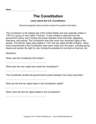 United States Constitution Worksheet Answers Image