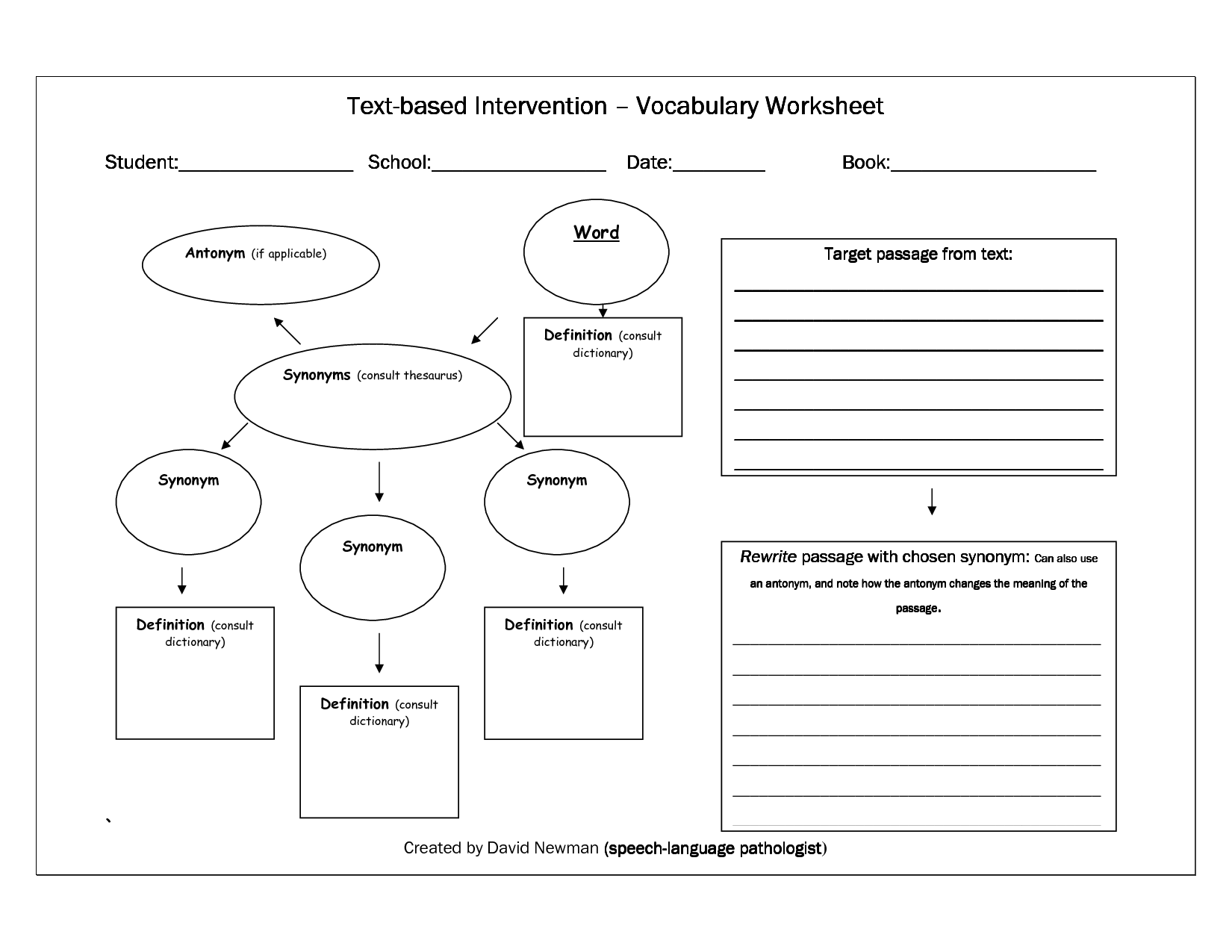 Vocabulary Word Worksheet Image