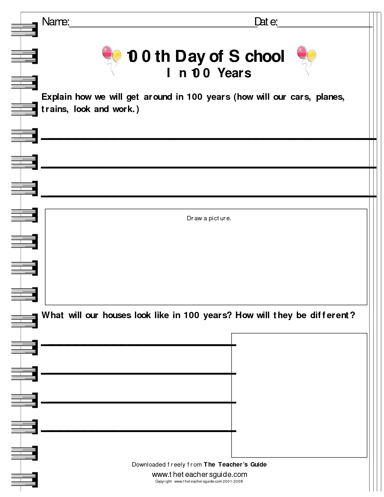 100th Day of School Writing Activities Image