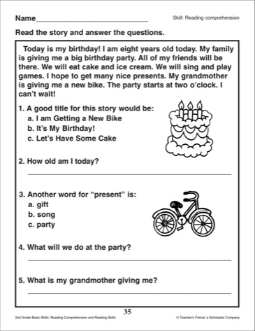 2nd Grade Reading Comprehension Worksheets Questions