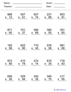6th Grade Math Worksheets Multiplication Printable Image