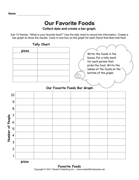 Bar Graph Favorite Food Worksheet Image
